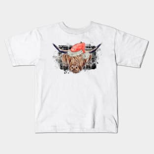 Christmas Highland Cow Kids T-Shirt